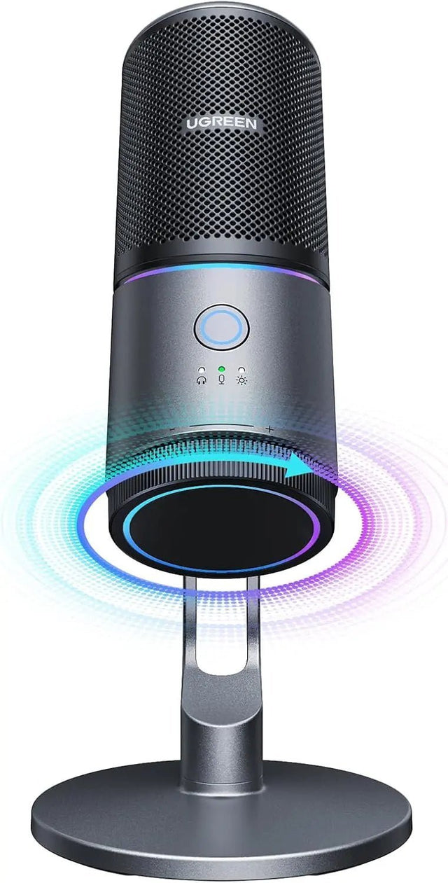 UGREEN Microphone for PC, USB Mic with RGB Lights, Mute Button, 24bit/96kHz, Cardioid Polar Pattern, Volume Control, Condenser Microphone for Streaming, Gaming, Podcasting, Recording, Laptop, PS5 (35629) - Ugreen India