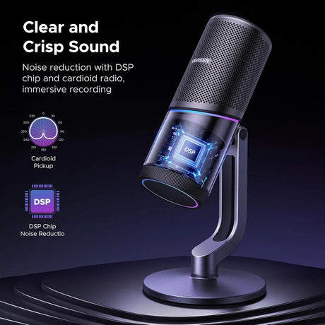 UGREEN Microphone for PC, USB Mic with RGB Lights, Mute Button, 24bit/96kHz, Cardioid Polar Pattern, Volume Control, Condenser Microphone for Streaming, Gaming, Podcasting, Recording, Laptop, PS5 (35629) - Ugreen India