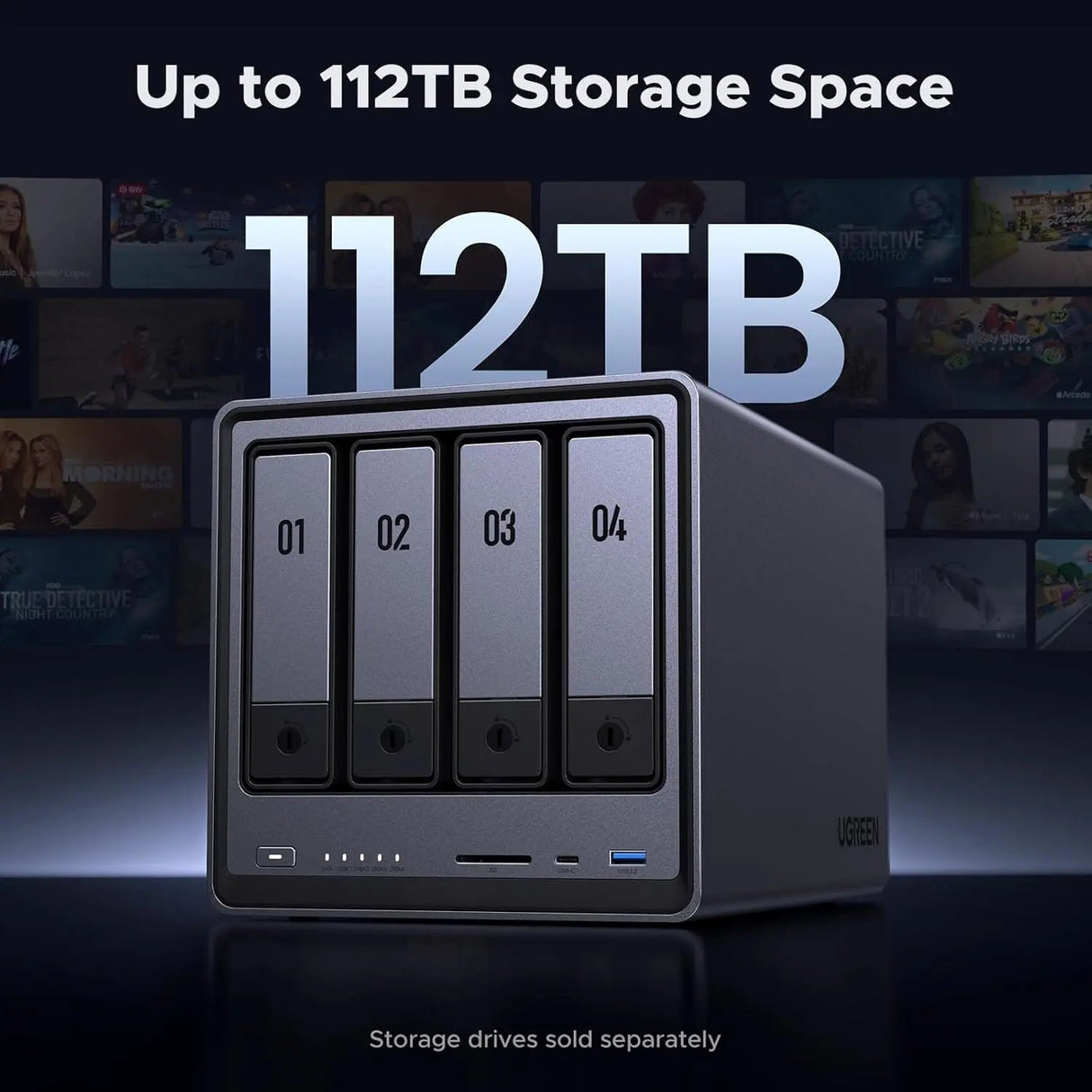 UGREEN NASync DXP4800 4 - Bay Desktop NAS, Intel N100 Quad - core CPU, 8GB DDR5 RAM, 32G eMMC, 2 * 2.5GbE, 2 * M.2 NVMe Slots, 4K HDMI, Diskless (25372B) EU - Ugreen India