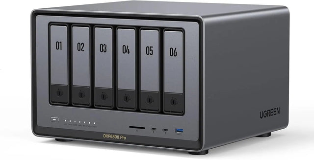 UGREEN NASync DXP6800 Pro 6 - Bay Desktop NAS, Intel i5 1235u 10 - Core CPU, 8GB DDR5 RAM, 128G SSD, 2 * 10GbE, 2 * M.2 NVMe Slots, 8K HDMI, 2 * TBT4, Network Attached Storage, Diskless (25899B) EU - Ugreen India