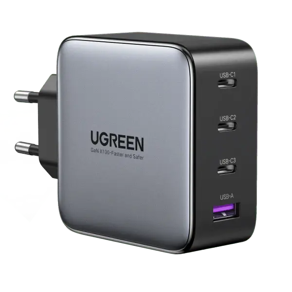 UGREEN 100W 4-Port 3C1A GaN Fast PD Charger Laptop Tablet Phone Desktop USB-C Wall Charger Multi Device Charging (40747)