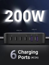 UGREEN Nexode 200W 6 - Port GaN II USB - C PD Fast Charger, Desktop Charging Station with 4 USB - C & 2 USB - A Ports, Ultra - Powerful for MacBook Pro, iPad, iPhone, Galaxy, Steam Deck, Laptops & More (40914) - Ugreen India
