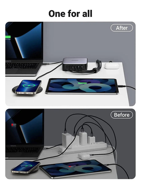 UGREEN Nexode 200W 6 - Port GaN II USB - C PD Fast Charger, Desktop Charging Station with 4 USB - C & 2 USB - A Ports, Ultra - Powerful for MacBook Pro, iPad, iPhone, Galaxy, Steam Deck, Laptops & More (40914) - Ugreen India