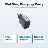 UGREEN Nexode 20W mini charger 90664: 57g, 32.6 x 32.6 x 58.5mm, 100-240V input