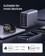 UGREEN Nexode 300W USB - C GaN Tech PD 3.1 Fast Charger, Desktop Charging Station with 5 Ports (4×USB - C + 1×USB - A), Ultra - Powerful for MacBook Pro, iPhone 15, iPad, Galaxy, Steam Deck & Laptops (90903B) - Ugreen India