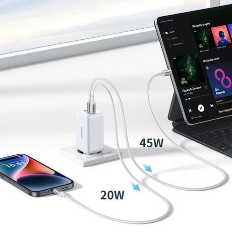 UGREEN Nexode 65W GaN Fast Charger, 3 - Port USB - C PD & USB - A Wall Charger with PPS Support, Compact Foldable Plug for MacBook Air, iPad Pro, iPhone 15/14, Galaxy S24/S23, Pixel & More – White (15334) - Ugreen India