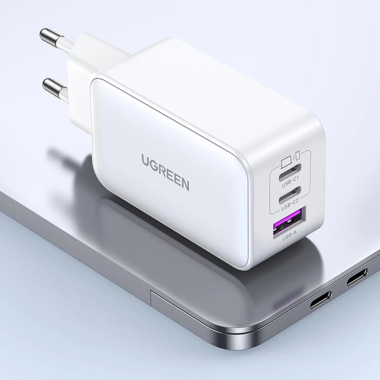 UGREEN Nexode 65W GaN Fast Charger, 3 - Port USB - C PD & USB - A Wall Charger with PPS Support, Compact Foldable Plug for MacBook Air, iPad Pro, iPhone 15/14, Galaxy S24/S23, Pixel & More – White (15334) - Ugreen India