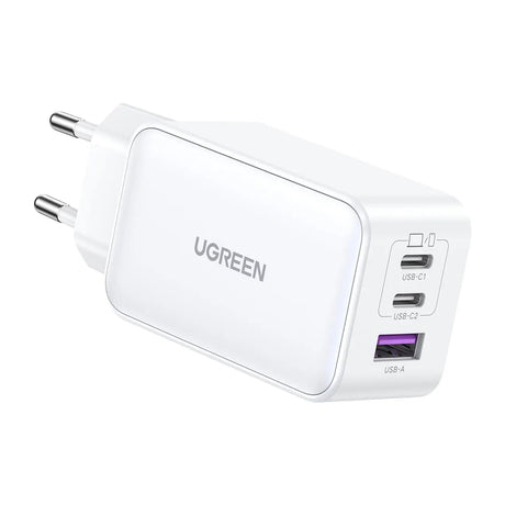 UGREEN Nexode 65W GaN Fast Charger, 3 - Port USB - C PD & USB - A Wall Charger with PPS Support, Compact Foldable Plug for MacBook Air, iPad Pro, iPhone 15/14, Galaxy S24/S23, Pixel & More – White (15334) - Ugreen India