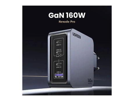 UGREEN Nexode Pro 160W 4 - Port GaN PD Fast Charger with USB - C Cable, Multiport Desktop Charging Station with 3×USB - C & 1×USB - A, Ultra - Powerful for MacBook Pro, iPhone 15, iPad, Galaxy, Steam Deck & Laptops (25877) - Ugreen India