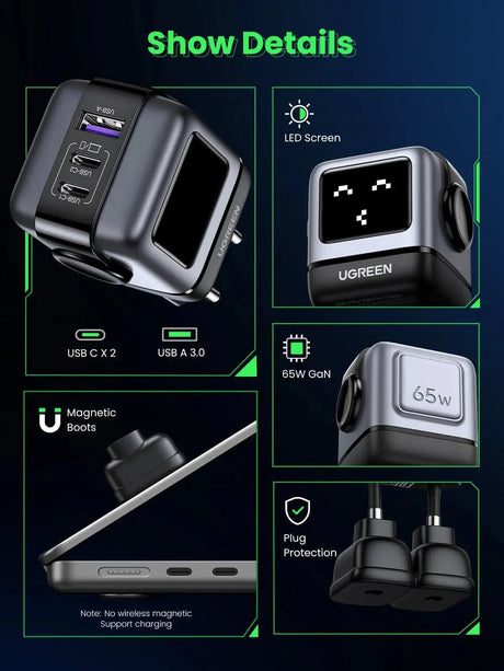 UGREEN Nexode RobotGaN 65W Charger (Black) - Ugreen India