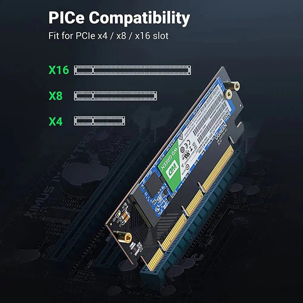 UGREEN NVMe PCIe Adapter, PCIe Gen4 x16 to M.2 Expansion Card, Supports NVMe M.2 SSDs 2230/2242/2260/2280, High - Speed 64Gbps for Desktop PC (30715) - Ugreen India