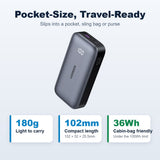 UGREEN PB502 25185 pocket-size 10000mAh power bank: 180g, 102 x 52 x 25.5mm, 36Wh cabin-bag friendly