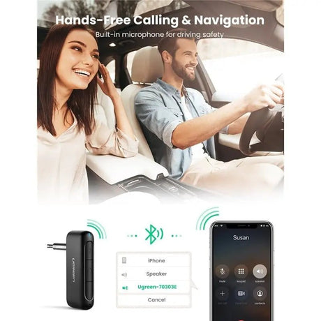 UGREEN Portable Wireless Bluetooth 5.0 Receiver For Car 3.5mm Aux Stereo Output Built - in Microphone - Ugreen India