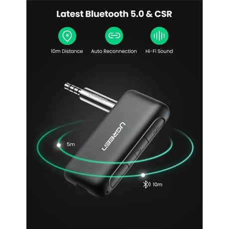 UGREEN Portable Wireless Bluetooth 5.0 Receiver For Car 3.5mm Aux Stereo Output Built - in Microphone - Ugreen India