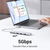 UGREEN Revodok 5 - in - 1 USB C Multiport Adapter with 100W PD, 4K HDMI, 3x 5Gbps USB - A Ports, Aluminum USB C to HDMI Adapter for M2/M3 MacBook Air, iPhone 15 Series, iPad, Galaxy, XPS, White (35580) - Ugreen India