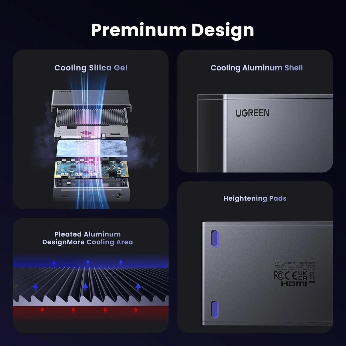 UGREEN Revodok Max 208 Thunderbolt 4 Dock, 8 - in - 1 40Gbps Thunderbolt 4 Hub with 3 x Thunderbolt 4 Dual 4K@60Hz or Single 8K Display, 85W Charging, Gigabit Ethernet, 3 x USB A 3.2 for MacBook Laptops (25053) - Ugreen India