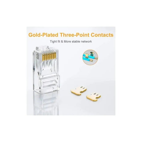 UGREEN RJ45 Connectors 100 - Pack, Network Connector for UTP Cat5/Cat5e Ethernet Cable, Gold - Plated 8P8C Modular Plugs for Reliable LAN Connection – (50246) - Ugreen India