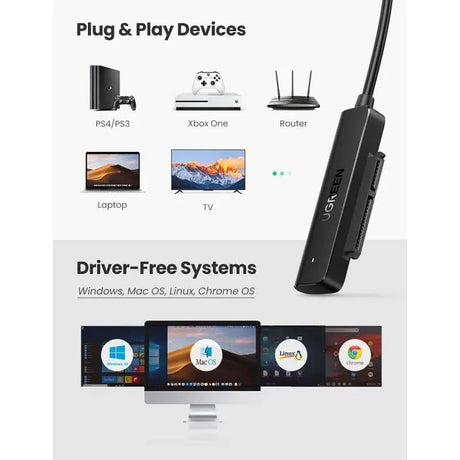 UGREEN SATA to USB 3.0 Adapter Cable 1.5ft for 2.5" SSD & HDD External Hard Drive Converter (70609) - Ugreen India