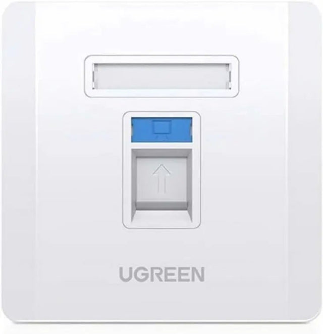 UGREEN Single Port Wall Plate, Standard Keystone Faceplate, Compatible with RJ45 Cat6 Cat5e Ethernet, HDMI, Audio and Video Keystone Jacks for Home, Office, Network Setup – White (80180) - Ugreen India