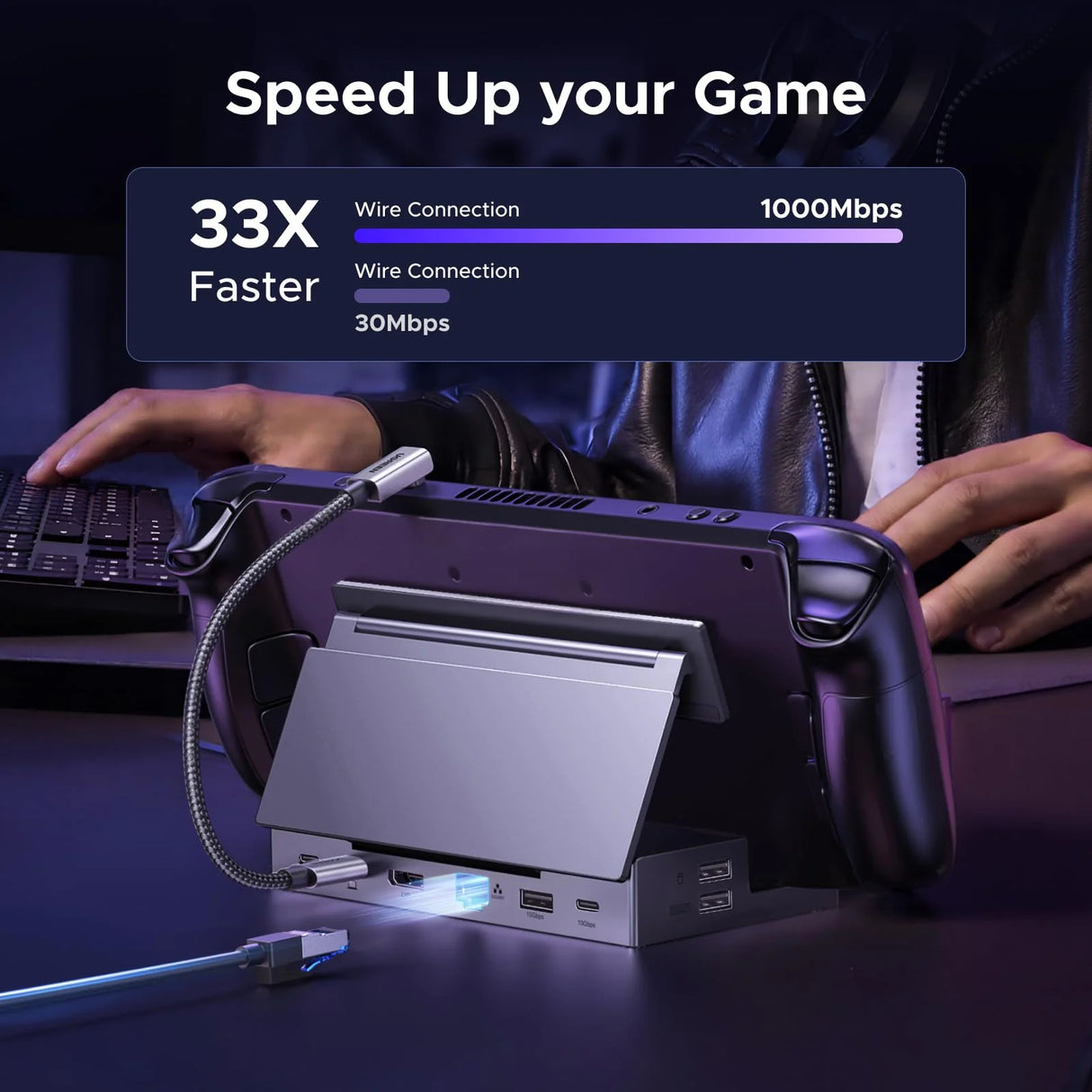 UGREEN Steam Deck Dock 9-in-1 USB-C Hub | 4K 120Hz Display, Gigabit Ethernet & 100W Fast Charging Steam Deck (55733)