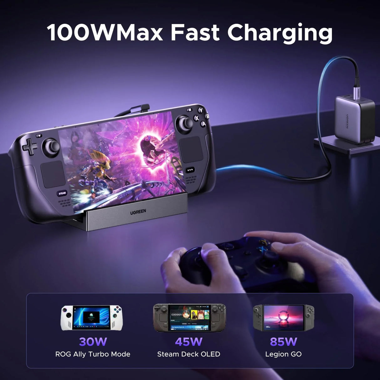 UGREEN Steam Deck Dock 9-in-1 USB-C Hub | 4K 120Hz Display, Gigabit Ethernet & 100W Fast Charging Steam Deck (55733)