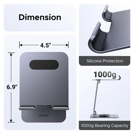 UGREEN Tablet Stand Holder for Desk 360° Rotating Base Aluminum Tablet Holder Adjustable Multi - Angle Home Office Accessories Compatible with iPad Pro Air Mini 13 12.9 11 Inch (45860) - Ugreen India