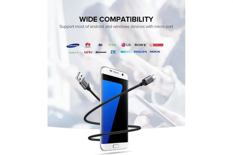 UGREEN USB 2.0 A to Micro USB Cable (0.25 m), Nickel - Plated Connectors with Aluminum Braid, Fast Charge & Data Sync Cord for Smartphones, Tablets, Cameras, and More – Model 60144 - Ugreen India