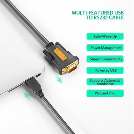 UGREEN USB 2.0 to RS232 Adapter Cable, 1M USB A Male to DB9 Male Serial Converter with PL2303 Chipset for PC, Laptop, Modem, Router, GPS, CNC, and More (20210) - Ugreen India