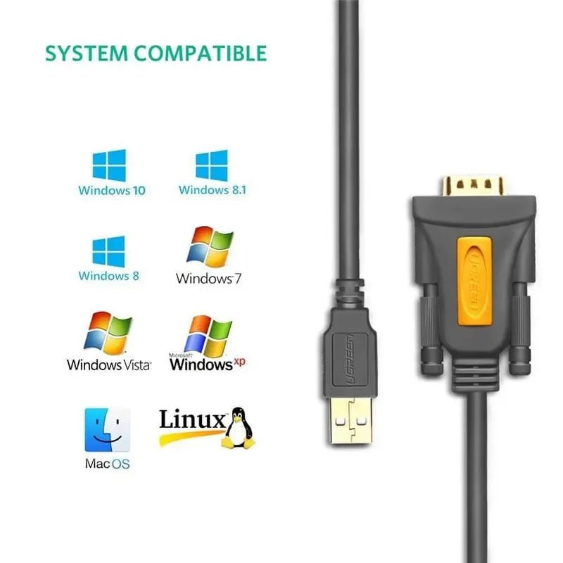 UGREEN USB 2.0 to RS232 Adapter Cable, 1M USB A Male to DB9 Male Serial Converter with PL2303 Chipset for PC, Laptop, Modem, Router, GPS, CNC, and More (20210) - Ugreen India