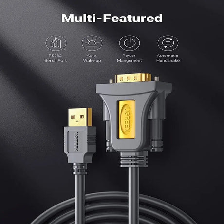 UGREEN USB 2.0 to RS232 Adapter Cable, 2M USB A Male to DB9 Male Serial Converter with PL2303 Chipset for PC, Laptop, Modem, Router, GPS, CNC, and More (20222) - Ugreen India