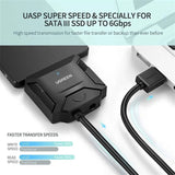 UGREEN USB 3.0 to SATA Adapter Cable, External Hard Drive Converter for 2.5"/3.5" SATA HDD and SSD, 5Gbps High Speed Data Transfer Cord with 12V Power Supply Compatible with Seagate, WD, Samsung, Laptop, PC – Black (20611) - Ugreen India
