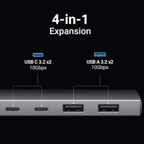 UGREEN USB C Hub 10Gbps, 4 Ports Aluminum USB 3.2 Splitter with 2 USB - C and 2 USB - A Data Ports (30758) - Ugreen India