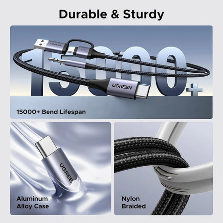 UGREEN USB C to 3.5mm Audio Cable and Charger 2 in 1 Hi - Res Type C to Aux TRS Headphone Car Stereo (45009) - Ugreen India