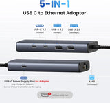 UGREEN USB C to Ethernet Adapter, 10Gbps 5 in 1 USB C Hub Ethernet with 2* USB - C 3.2, USB - A 3.2/2.0, Gigabit RJ45 for Laptop, Type C (Thunderbolt 4/3 Compatible) to Network for MacBook, XPS, iPad Pro(45320) - Ugreen India