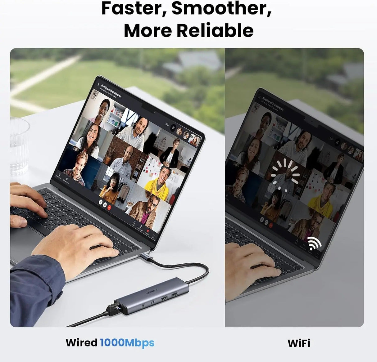 UGREEN USB C to Ethernet Adapter, 10Gbps 5 in 1 USB C Hub Ethernet with 2* USB - C 3.2, USB - A 3.2/2.0, Gigabit RJ45 for Laptop, Type C (Thunderbolt 4/3 Compatible) to Network for MacBook, XPS, iPad Pro(45320) - Ugreen India