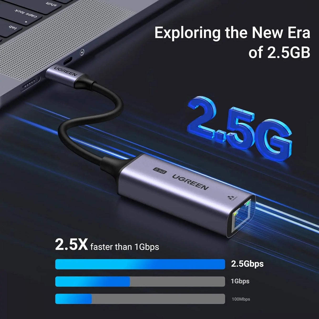 UGREEN USB C to Ethernet Adapter 2.5G,Ethernet Adapter for Laptop,Aluminum,Type C (Thunderbolt 4/3) to Rj45 Network Internet LAN Adapter,Compatible for NAS,MacBook Air/Pro,XPS,iPhone 15 Pro/Max,Grey (25052) - Ugreen India