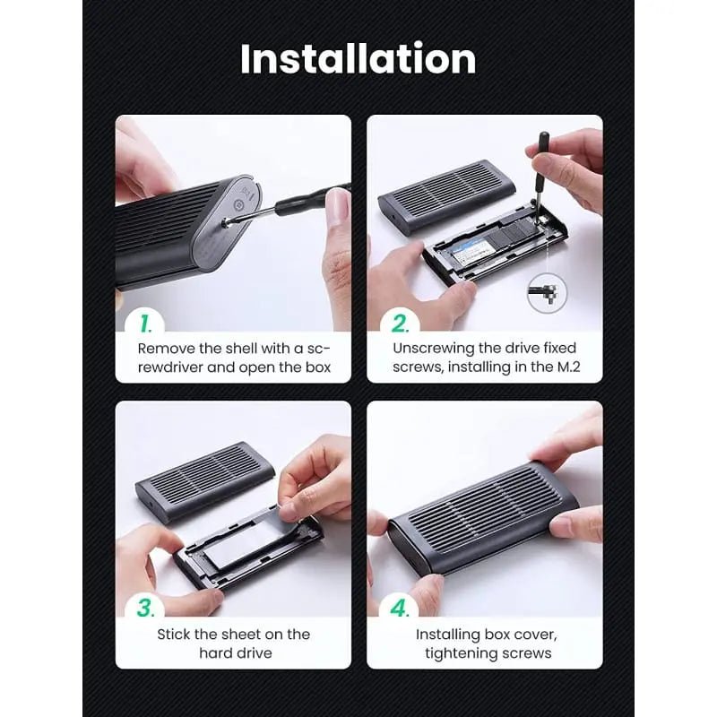 UGREEN Usb C to M.2 NVMe SSD Enclosure, 20Gbps USB C 3.2 Gen 2×2, Supports NVMe External Enclosure M - Key & M+B Key and Size 2242/2260/2280 SSDs etc. (80554) - Ugreen India