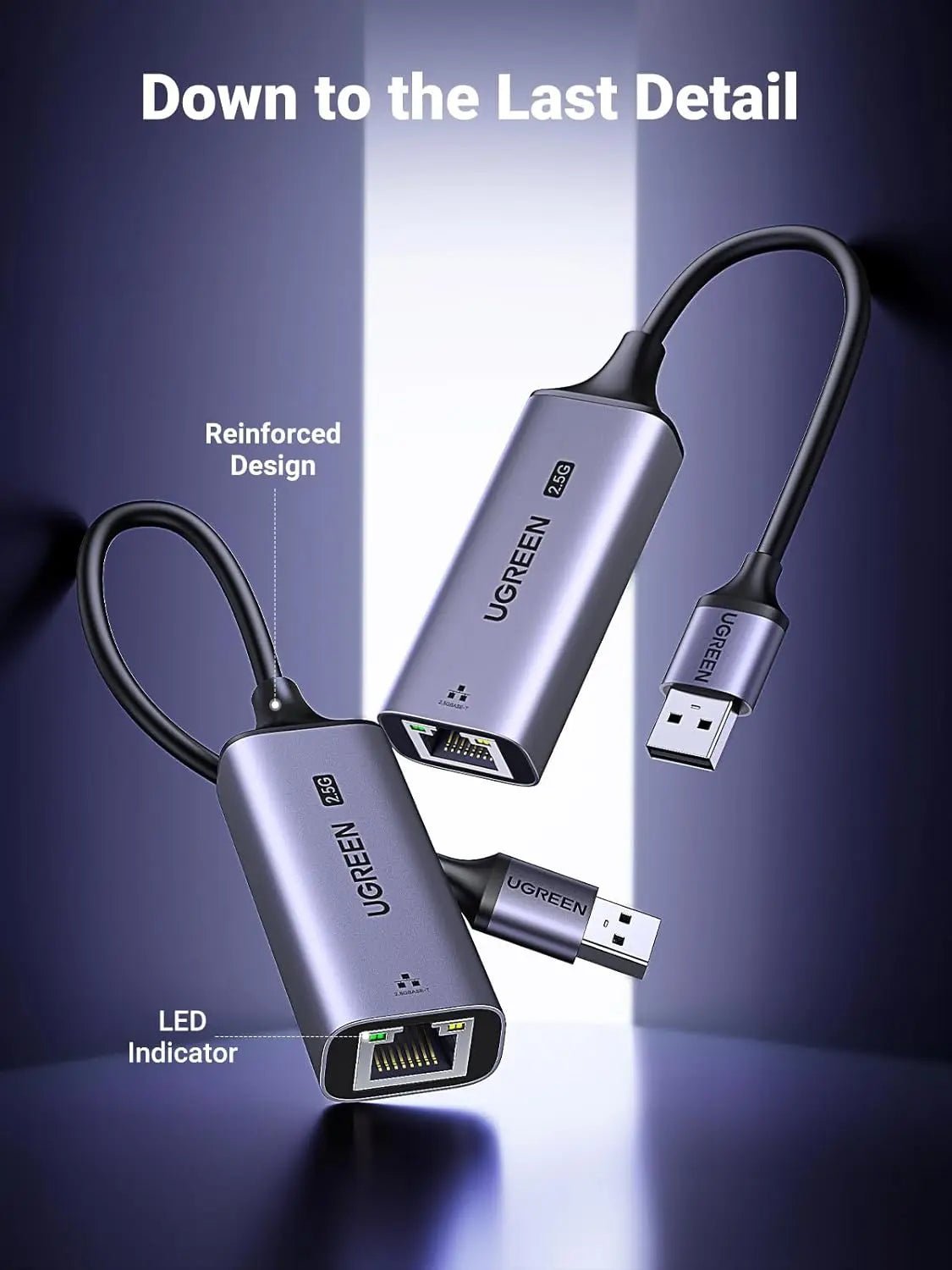 UGREEN USB to Ethernet Adapter 2.5Gb, Ethernet to USB Adapter, Aluminum, USB 3.0 to RJ45 Computer Network Internet LAN Ethernet Dongle for Laptop, Compatible for MacBook Air/Pro, XPS, Windows, macOS (25051) - Ugreen India