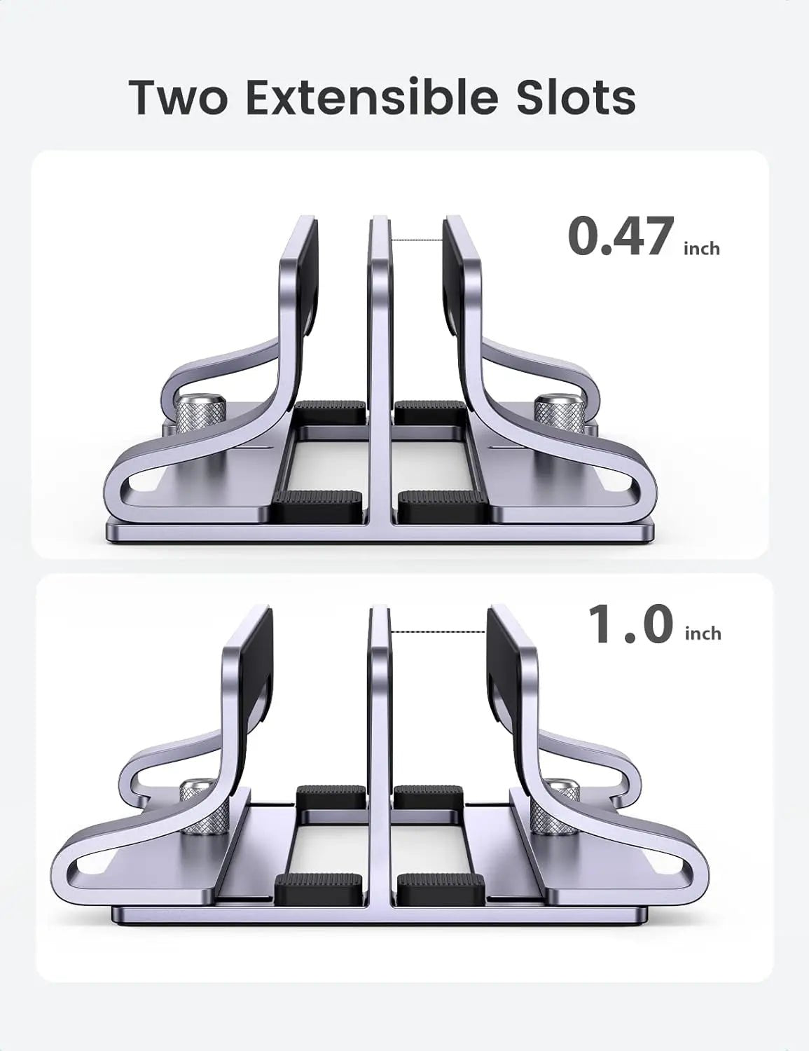 UGREEN Vertical Laptop Stand for Desk Dual Slot Laptop Stand Holder Adjustable Dock Aluminum Desktop Stand Compatible for MacBook Air Pro, Microsoft Surface Laptop 4, LG Gram 17, Lenovo Yoga 7i, Grey (60643) - Ugreen India