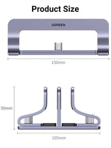 UGREEN Vertical Laptop Stand for Desk Dual Slot Laptop Stand Holder Adjustable Dock Aluminum Desktop Stand Compatible for MacBook Air Pro, Microsoft Surface Laptop 4, LG Gram 17, Lenovo Yoga 7i, Grey (60643) - Ugreen India