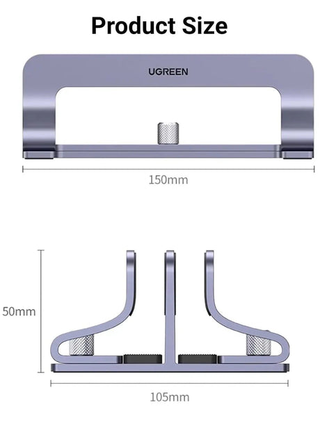 UGREEN Vertical Laptop Stand for Desk Dual Slot Laptop Stand Holder Adjustable Dock Aluminum Desktop Stand Compatible for MacBook Air Pro, Microsoft Surface Laptop 4, LG Gram 17, Lenovo Yoga 7i, Grey (60643) - Ugreen India