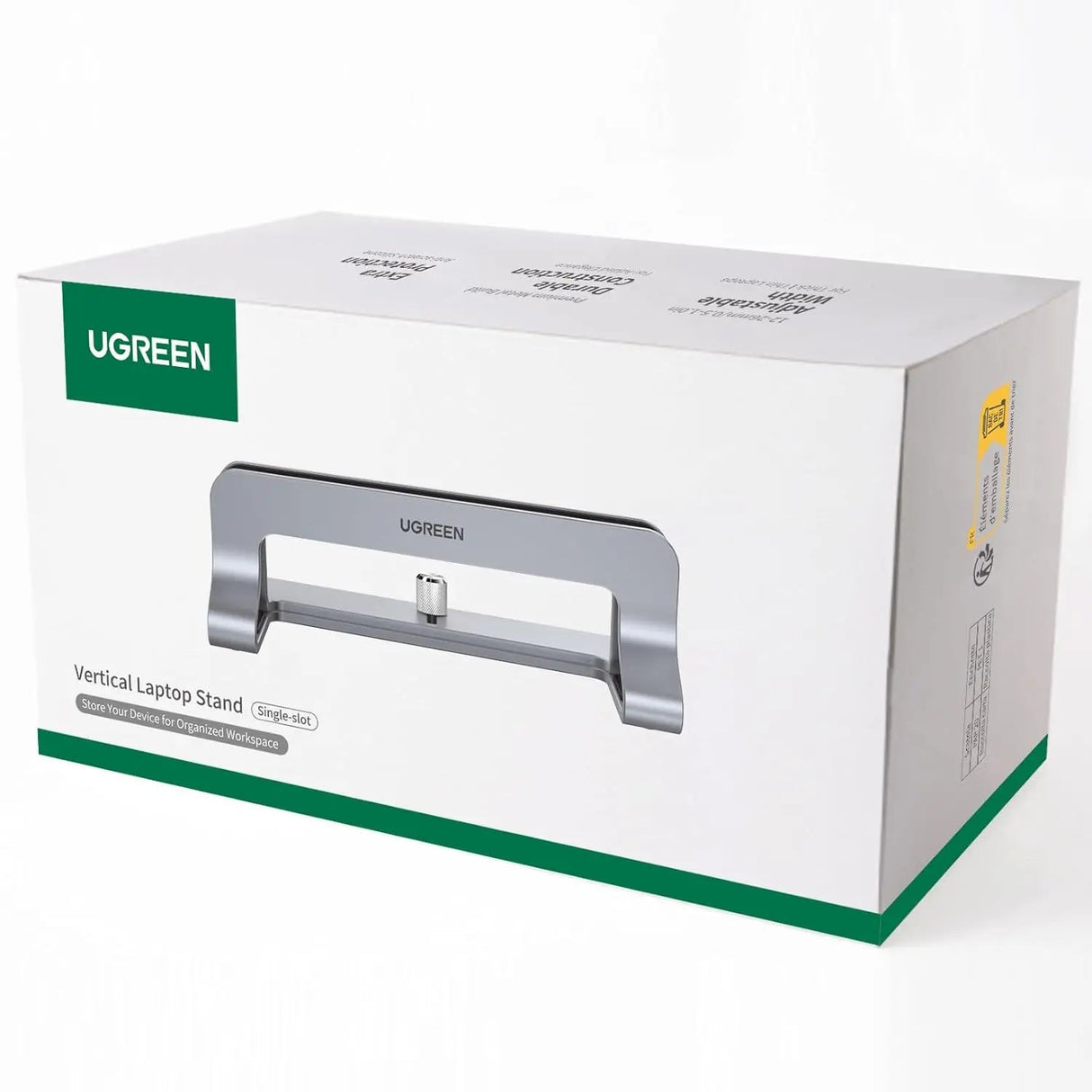 UGREEN Vertical Laptop Stand Holder for Desk Adjustable, Aluminum Dock, Compatible with MacBook, Surface Book, Chromebook, up to 15.6 Inch, Grey (20471) - Ugreen India