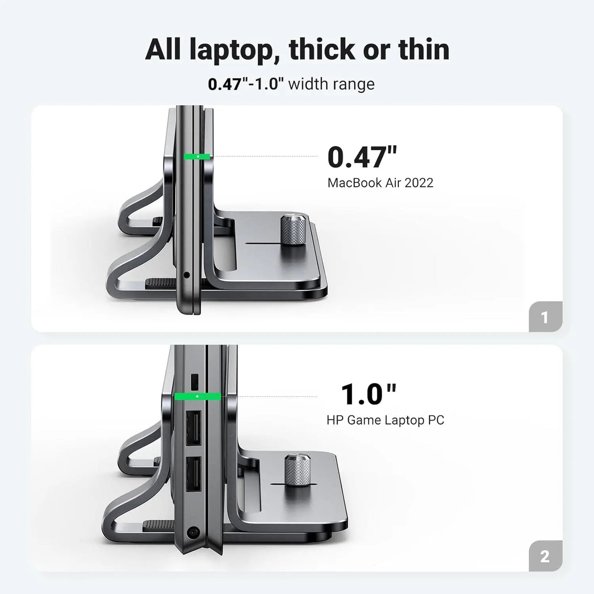 UGREEN Vertical Laptop Stand Holder for Desk Adjustable, Aluminum Dock, Compatible with MacBook, Surface Book, Chromebook, up to 15.6 Inch, Grey (20471) - Ugreen India