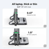 UGREEN Vertical Laptop Stand Holder for Desk Adjustable, Aluminum Dock, Compatible with MacBook, Surface Book, Chromebook, up to 15.6 Inch, Grey (20471) - Ugreen India