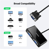 UGREEN VGA Splitter 1 In 2 Out, Full HD 1080p Video Duplicator Adapter with 1× VGA Input and 2× VGA Outputs, Supports Monitor, Projector, HDTV, PC, Laptop – Durable ABS Housing (20918) - Ugreen India