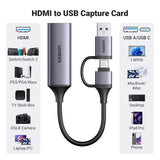 UGREEN Video Capture Card, Full HD 1080P Recording, 4K HDMI to USB - C/USB - A Adapter, Low Latency Streaming for PC, Mac, PS5, Nintendo Switch (25854) - Ugreen India