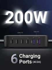 UGREEN 200W Nexode 6-Ports USB C PD Charger Support GaN II, PPS Compatible with MacBook Pro/Air M1, iPhone 13/13 Pro Max/SE 2022, iPad Pro 21 etc. (40914)