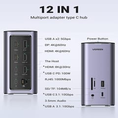 UGREEN 13-in-1 USB-C PD Docking Station for Laptop With HDMI, DP 4k@60Hz (8K Max) Triple Display Monitor for Windows and Mac, 10 Gbps USB-C and USB-A Data, 100W Charging, Ethernet, Audio, SD/TF Card slot (90325)