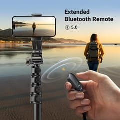 UGREEN 67" Cell Phone Selfie Stick Tripod with Bluetooth Remote, Travel Lightweight Tripod Stand for Selfies, Live Streaming, Video Conference, Compatible with All Smartphones, GO Pro, Digital Camera etc. (15609)