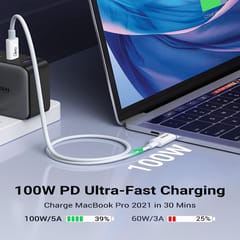 UGREEN 0.8m 100W USB 4.0 Type C Male To Male Cable [USB-IF Certified/Thunderbolt 3/40Gbps Data Sync/8K@60Hz Video/Compatible for MacBook Pro Mac Mini M1 External SSD eGpu Dell etc. (40113)
